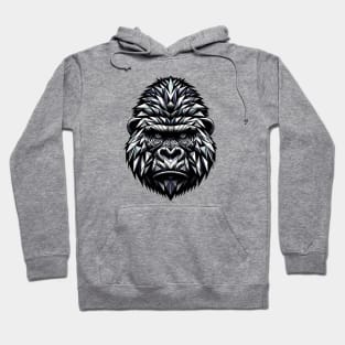 Abstract Geometric Gorilla - Black and White Design Hoodie